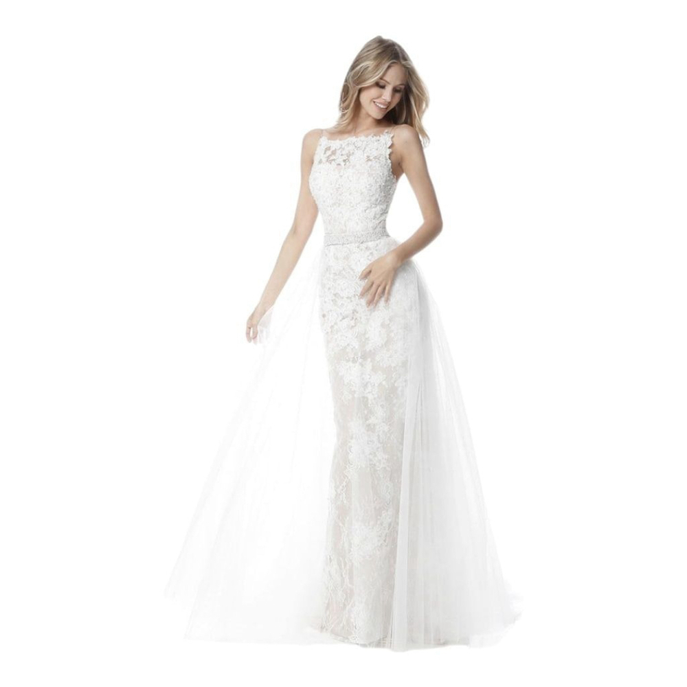 Sherri Hill Ivory Nude Lace Wedding Dress US 10